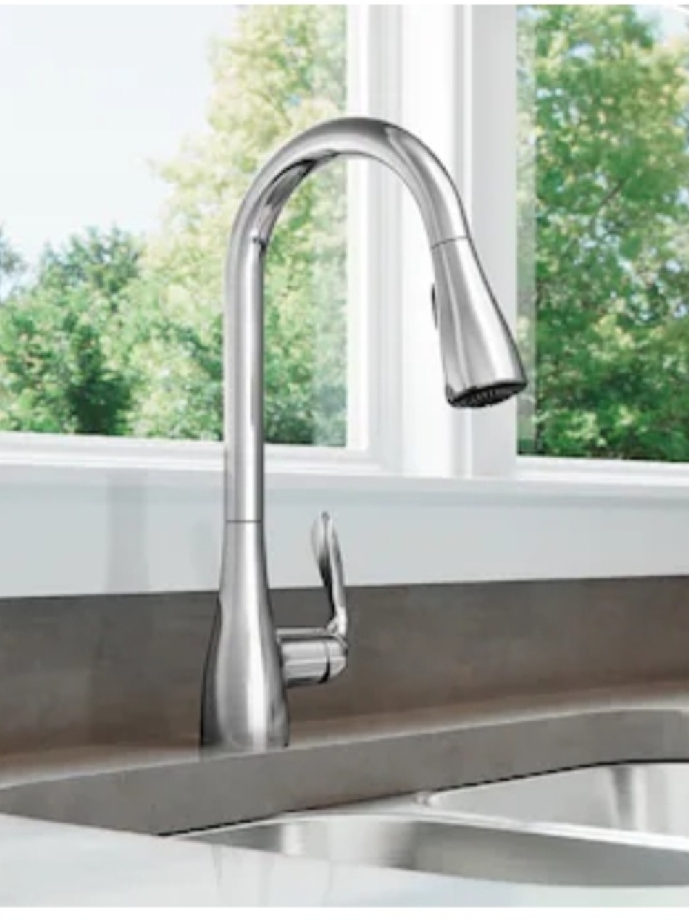 Moen Georgene Chrome Single Handle Deck-mount Pull-Down Kitchen Faucet Sprayer